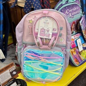 Kids Pink Rainbow sugar 3 pcs set  Backpack with Headphones